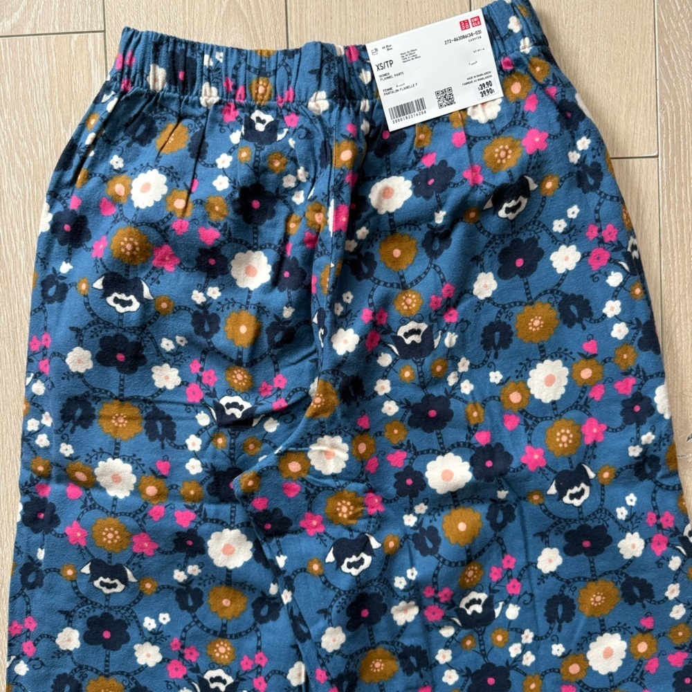 NWT Uniqlo x Princesse Tam Tam Flannel Floral Pants in Light Blue Women’s XS - Picture 7 of 11
